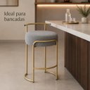 Ver imagem 7 de Banqueta Evans 75cm Metal Gold Assento Estofado