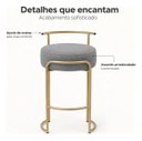 Ver imagem 3 de Banqueta Evans 75cm Metal Gold Assento Estofado