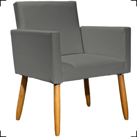 Poltrona Decorativa para Sala Recepção Consultório Nina Material Sintético Cores Pé Palito Castanho