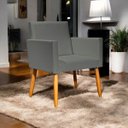 Ver imagem 2 de Poltrona Decorativa para Sala Recepção Consultório Nina Material Sintético Cores Pé Palito Castanho