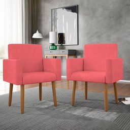 Poltrona Nina Escritório Recepção Pés Palito - Balaqui Decor Cor:rosa - 2