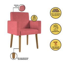 Poltrona Nina Escritório Recepção Pés Palito - Balaqui Decor Cor:rosa - 3