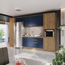 Ver imagem 1 de Cozinha Modulada Celeste Kappesberg 100% Mdf Nogueira/azul 8 Peças