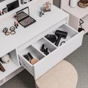 Ver imagem 3 de Penteadeira Camarim Maquiagem 1gaveta Espelho Suspensa 90cm:branco