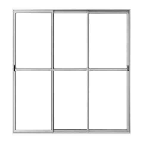 Porta Sacada de Aluminio Brilhante 3 Folhas Móveis de Vidro com Trinco 2,10x2,00