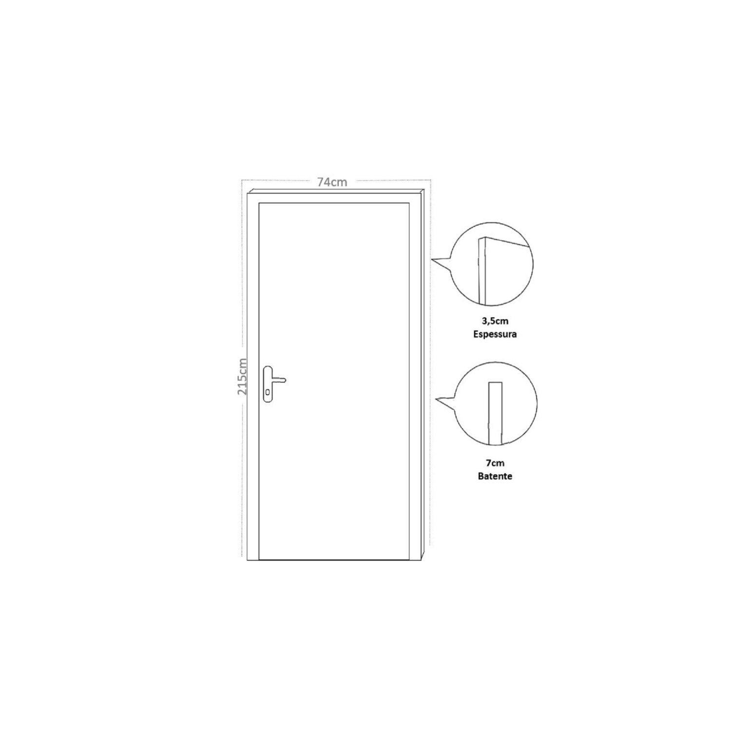 Kit Porta de Madeira Lisa 215x74cm com Batente de MDF Ultra 7cm Melamínico MGM - 5