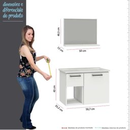 Conjunto Para Banheiro Aço Gabinete com Espelho Açai 60 Cozimax Branco - 3