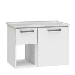 Conjunto Para Banheiro Aço Gabinete com Espelho Açai 60 Cozimax Branco - 4