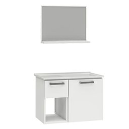 Conjunto Para Banheiro Aço Gabinete com Espelho Açai 60 Cozimax Branco - 1