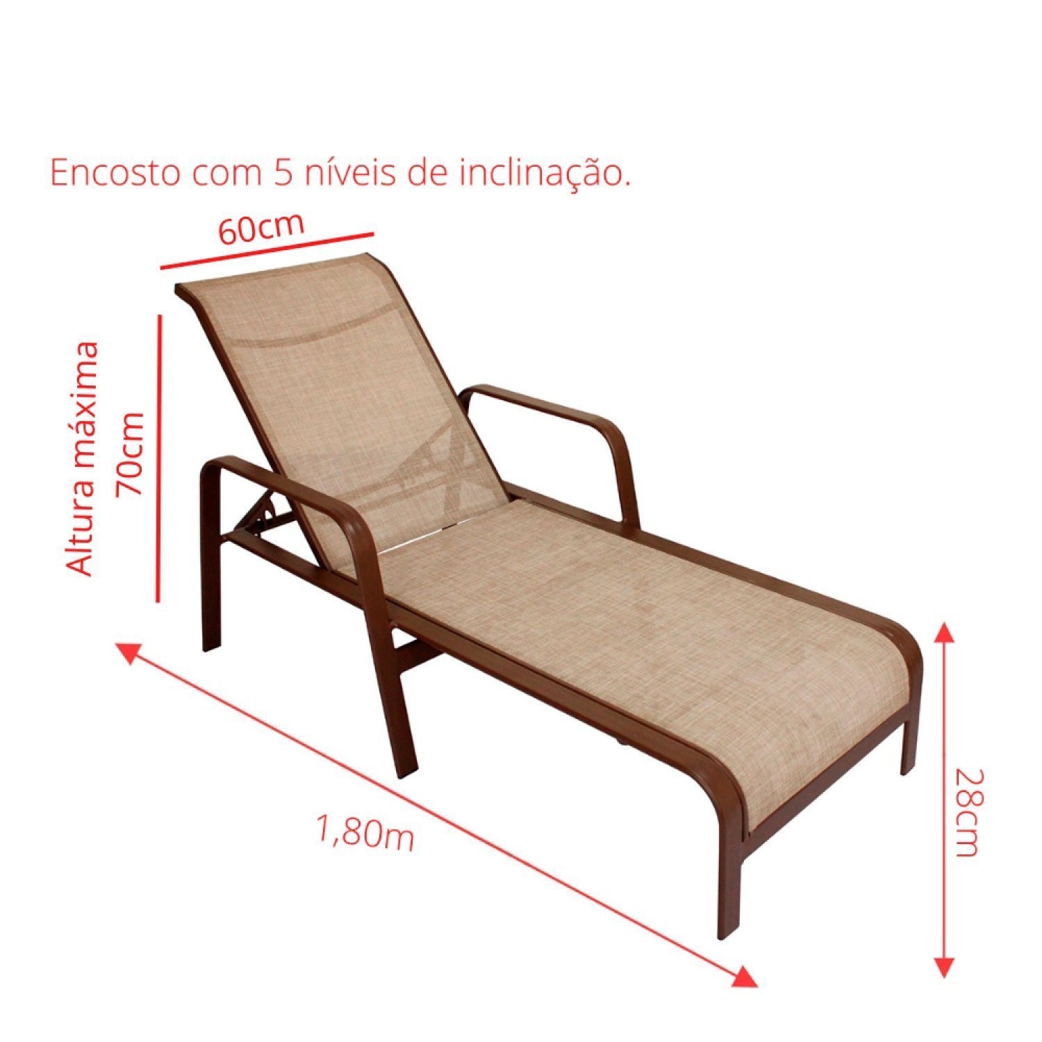 Cadeira Espreguiçadeira com Encosto Reclinável Lótus Voratto Móveis - 2
