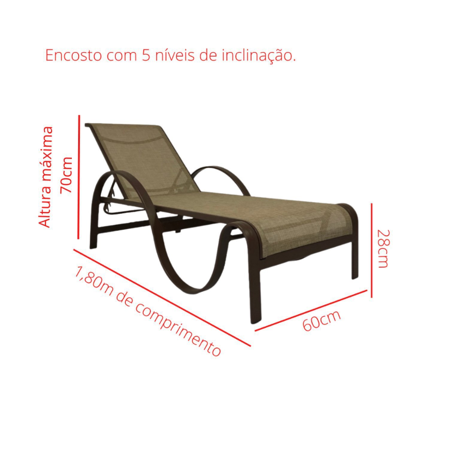 Cadeira Espreguiçadeira de Alumínio e Tela Sling Lótus Voratto Móveis - 2