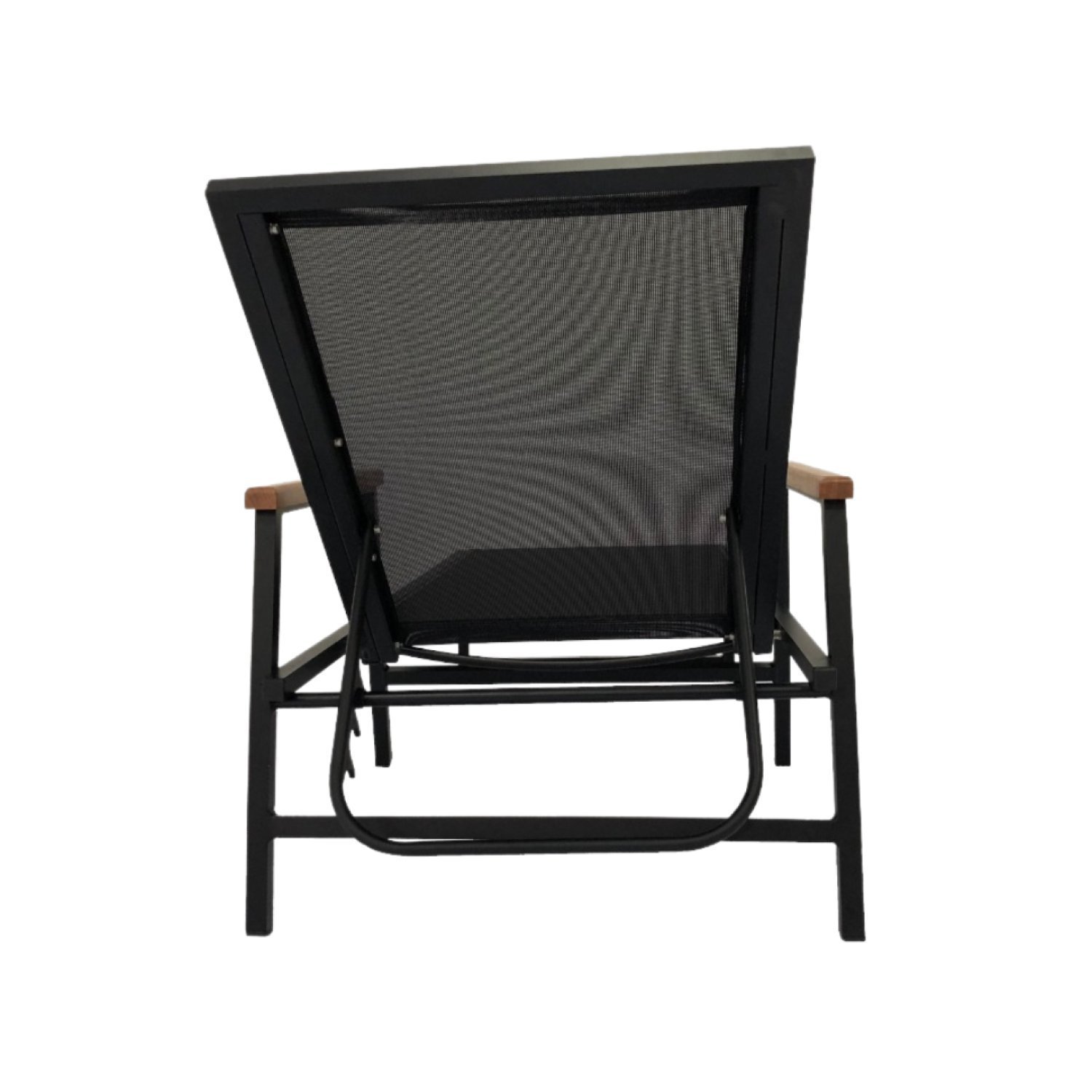Cadeira Espreguiçadeira de Alumínio e Tela Sling com Madeira nos Braços Frésia Voratto Móveis - 5