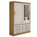 Ver imagem 1 de Guarda Roupa Solteiro com Espelho 2 Portas 6 Gavetas - Meridian -cinamomo/off White - Móveis D'doro