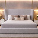 Ver imagem 1 de Cabeceira Liz Estofada Moderna Luxo para Cama Box Queen 1,60 Cinza
