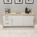 Ver imagem 2 de Armário Executivo e Funcional para Escritório Baixo 2 Portas 3 Gavetas Tamburato