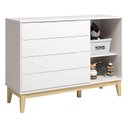 Ver imagem 7 de Berço Americano com Guarda Roupa 2 Portas Theo e Cômoda Classic Elfe Branco Acetinado com Pés Madeir