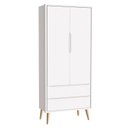Ver imagem 3 de Berço Americano com Guarda Roupa 2 Portas Theo e Cômoda Classic Elfe Branco Acetinado com Pés Madeir
