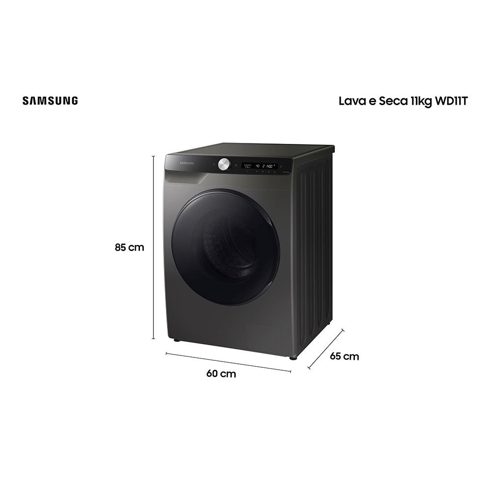 Lava e Seca Samsung 11kg Wd11a com Ecobubble Wd11t504dbx Wi-fi Motor Inverter Inox Look 127v - 6