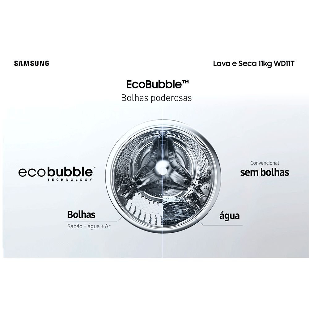 Lava e Seca Samsung 11kg Wd11a com Ecobubble Wd11t504dbx Wi-fi Motor Inverter Inox Look 127v - 4