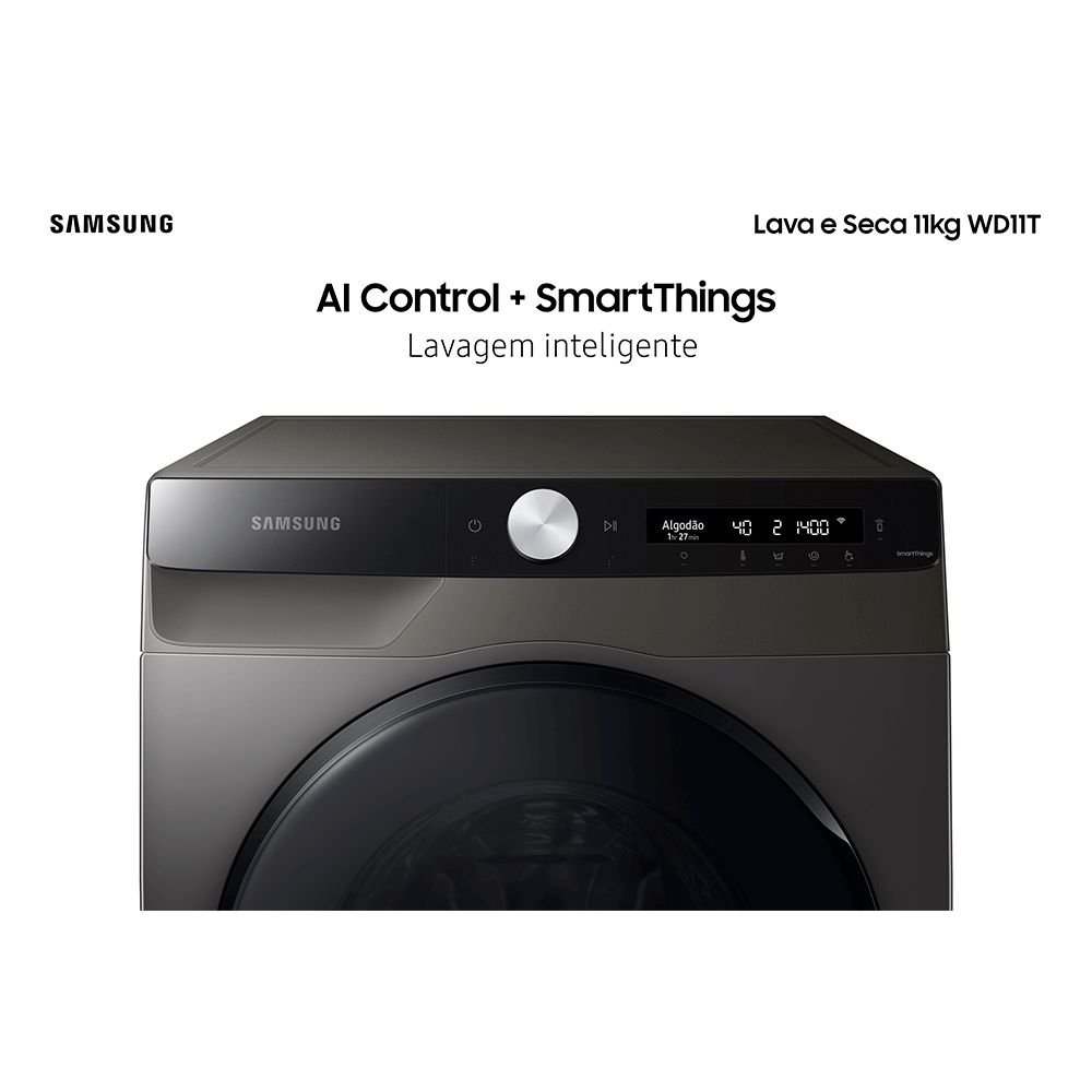 Lava e Seca Samsung 11kg Wd11a com Ecobubble Wd11t504dbx Wi-fi Motor Inverter Inox Look 127v - 2