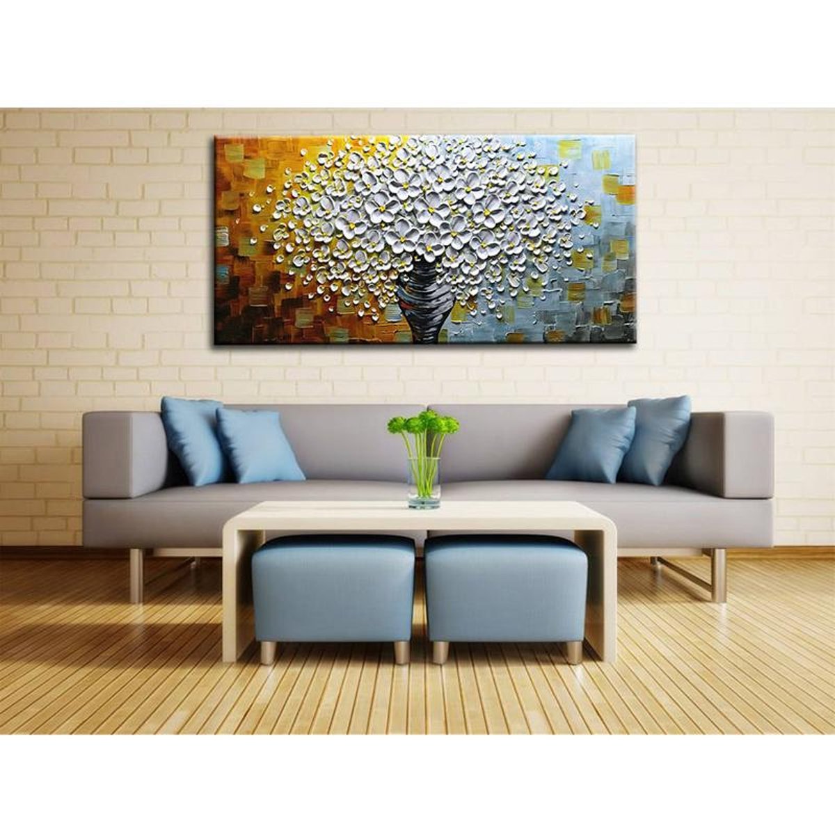 Quadro Pintura Tela Decorativo Pintado a Mão 5423: 50cm (A) x 100cm (L) - 1