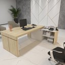 Ver imagem 3 de Escrivaninha Mesa Escritório em L com Caixa de Tomada Tamburato Estação Diretoria 202,5cm Marrom Art