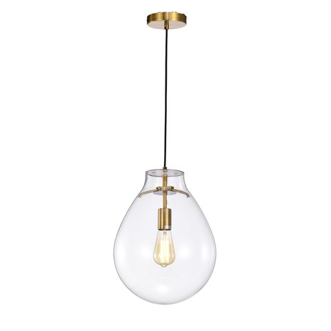 Pendente Dourado com Vidro Transparente 40cm 1e27 14614-pl