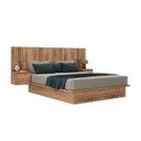 Ver imagem 2 de Cama Casal com Cabeceira 2 Mesa de Cabeceira 2 Gavetas 8292 Marrom/Solanum