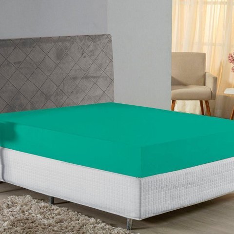 Lençol com Elástico Casal Nobre Viúva 1 Peça 30cm de Altura Malha 100% Algodão - Jade