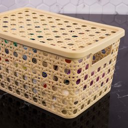 Caixa Retangular com Tampa Palha Indiana Grande 29 Litros Plástico Premium - Plasutil - 4