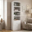 Ver imagem 1 de Estante de Livros 56,5CMX200CM 2 Gavetas 4 Prateleiras Moderna 8304 Branco Yescasa