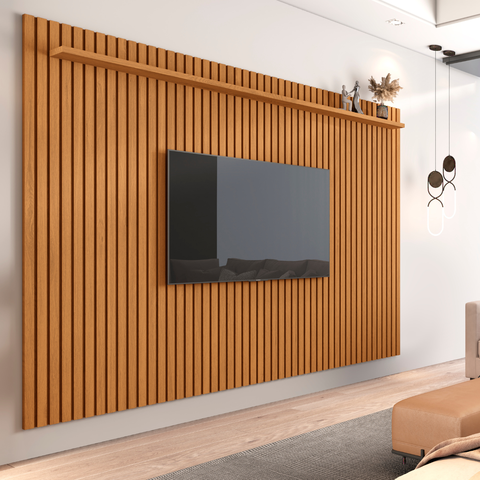 Painel Ripado Amadeirado para Sala Versatil 2.2 - Giga Móveis:nature