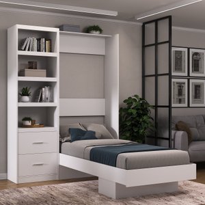 Cama Articulada Solteiro com Estante 2 Gavetas 4 Prateleiras 