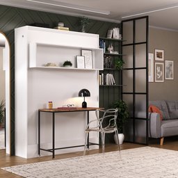 Cama Articulada Casal com Estante Branco - 4 Cama Articulada Casal com Estante Branco - 4