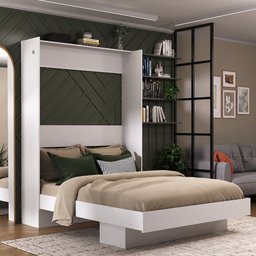 Cama Articulada Casal com Estante Branco - 1 Cama Articulada Casal com Estante Branco - 1