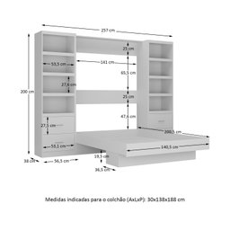 Cama Articulada Casal com Estante 4 Gavetas 8 Prateleira  - 3