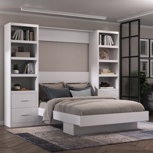 Cama Articulada Casal com Estante 4 Gavetas 8 Prateleira 