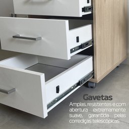 Gaveteiro Executivo 3 Gavetas com Rodinhas e Chave para Escritório / Prático, Móvel e Seguro - 10