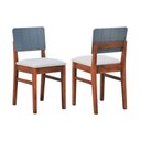 Ver imagem 1 de Kit 2 Cadeiras Linhas Estrutura Madeira Maciça Assento Estofado Encosto Mdf Laqueado - Amêndoa/grafi