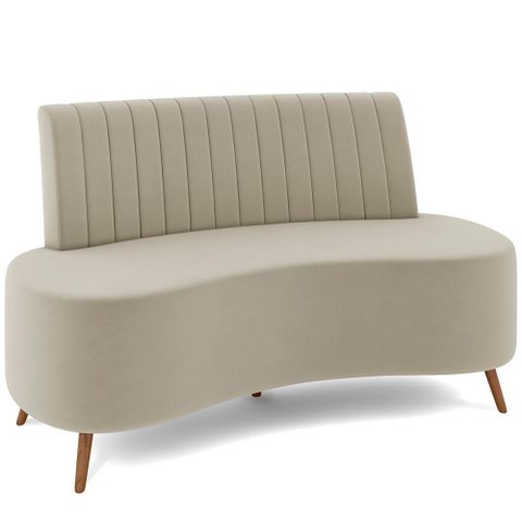Sofá Chaise Living 2 Lugares 160cm para Sala Cayman K01 Veludo Bege