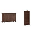 Ver imagem 2 de Kit 2 Peças Estante 5 Prateleiras e Balcão 3 Portas 100% Madeira Maciça - Linha Rubi Marrom Café