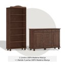 Ver imagem 4 de Kit 2 Peças Estante 5 Prateleiras e Balcão 3 Portas 100% Madeira Maciça - Linha Rubi Marrom Café
