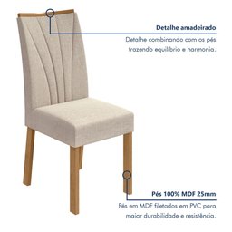Kit com 6 Cadeiras para Sala de Jantar Estofadas Apogeu - 5