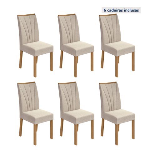 Kit com 6 Cadeiras para Sala de Jantar Estofadas Apogeu