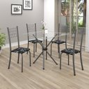 Ver imagem 1 de Conjunto de Mesa Tubular 70x70cm Tampo em Vidro com 4 Cadeiras Dany 
