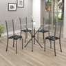 Conjunto de Mesa Tubular 70x70cm Tampo em Vidro com 4 Cadeiras Dany  - 1