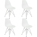 Ver imagem 3 de Mesa Industrial Base Ferro Branco em V Tampo 90x90 Amendoa 4 Cadeiras Eames Ferro Assento Branco