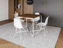 Ver imagem 1 de Mesa Industrial Base Ferro Branco em V Tampo 90x90 Amendoa 4 Cadeiras Eames Ferro Assento Branco