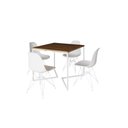Ver imagem 2 de Mesa Industrial Base Ferro Branco em V Tampo 90x90 Amendoa 4 Cadeiras Eames Ferro Assento Branco