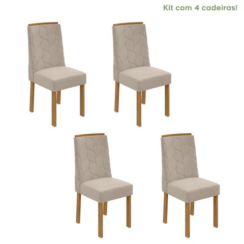 Kit com 4 Cadeiras para Sala de Jantar Estofadas Astrid
